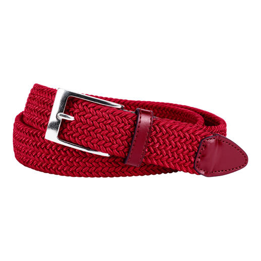 Elastischer roter Gürtel für Damen mit klassischem Design.