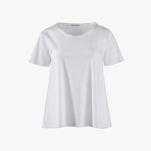 Das weisse Basic-Shirt aus feinem Blusenstoff. Edler als die meisten. Von Silk Sisters, München.