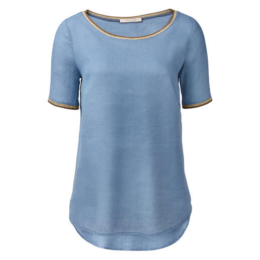 Das Basic-Shirt aus reinem Leinen. Von La Fée Maraboutée. Luftig-leicht wie eine Tunika. Feminin-elegant wie eine Bluse. Unkompliziert wie ein T-Shirt.