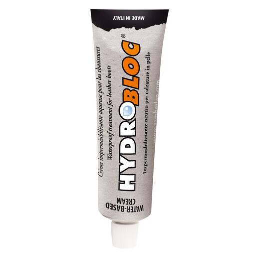 Tube mit Hydrobloc®-Creme für Leder, 75 ml, auf weißem Hintergrund.