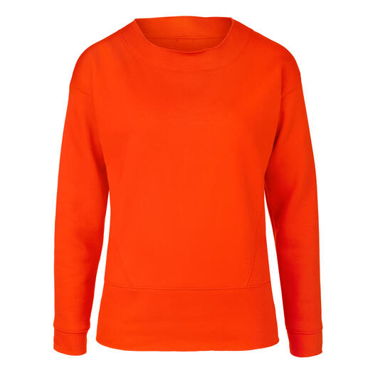 Hutschreuther Casual-Homesuit Frontalansicht eines orangen Sweatshirts.