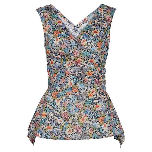 Die modische Sommer-Bluse aus original Blütenprint-Tana Lawn von Liberty™, seit 1875. Femininer, figurschmeichelnder Schösschen-Schnitt. Exklusiv bei Fashion Classics. 