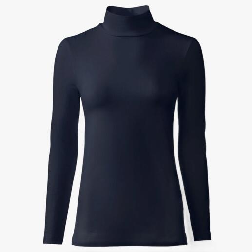 Schwarzes Baumwoll/Kaschmir-Highneck-Shirt.