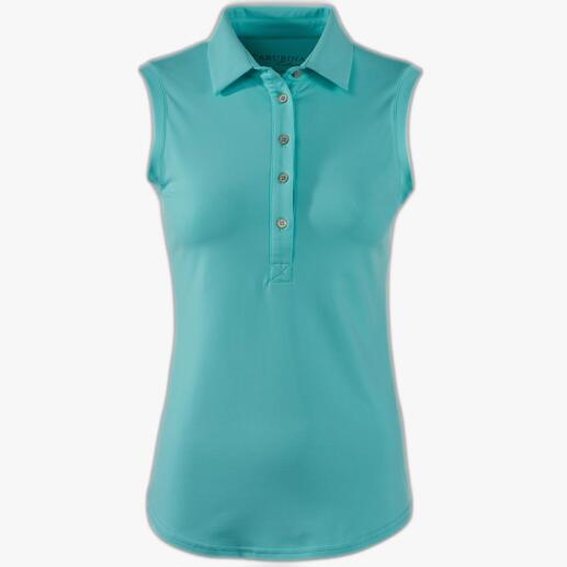 Perfektes Allround-Duo: Basic-Pants und -Poloshirt aus softem, italienischem Funktions-Material. Optimales Körper-Klima. Zuverlässiger UV-Schutz. Schnelltrocknend. Farb- und formstabil. Aquafarbener Stoff des CARUBINA Allround-Duo Poloshirts