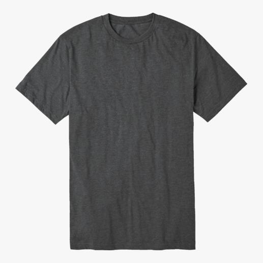 Anthrazit-meliertes T-Shirt auf einem weißen Hintergrund.