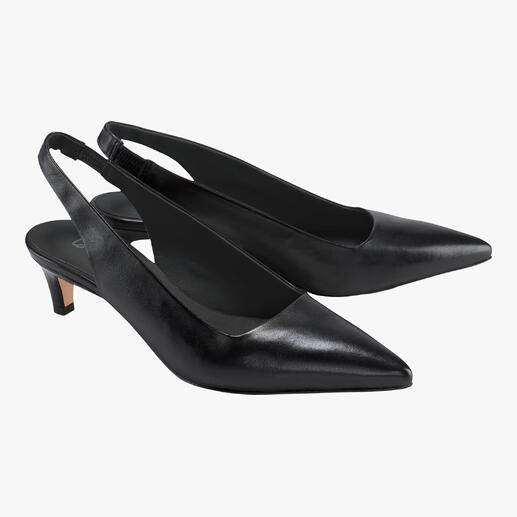 Schwarze Sling-Pumps von Lorena Paggi, Vorderansicht
