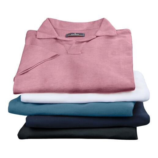 Haufen von Ragman Pima-Pikee-Polos in verschiedenen Farben