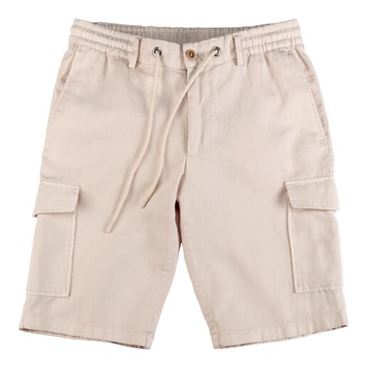 Hanf-Cargo-Shorts in Beige mit elastischem Bund und Lässigem Stil.