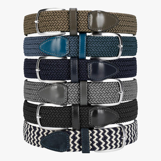 Der elastische Gürtel von Belts: genial bequem, stufenlos verstellbar. Und elastisch. Vergessen Sie Gürtellängen und -grössen - dieser Gürtel passt immer. Drückt nie, auch nicht beim Sitzen.