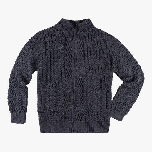 Der modische Aran-Cardigan, der wirklich noch made in Ireland ist.  Ein seltenes Original. Von Strick-Spezialist IrelandsEye aus Dublin. 