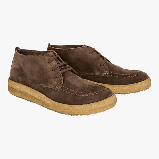 Der Chukka-Boot mit weicher Naturkautschuk-Sohle: ein zeitloser Klassiker, jetzt zeitgemäss bequem. Handmade in Italy aus toskanischem Kalbleder. Von Schuh-Spezialist Astorflex. 