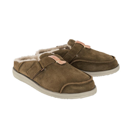 Braune Satorisan Soft-Clogs für Herren, Größe 41, mit weichem Futter.
