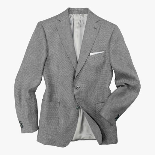Carl Gross Panama-Sakko in Grau mit grauem Innenfutter, lässig drapiert.