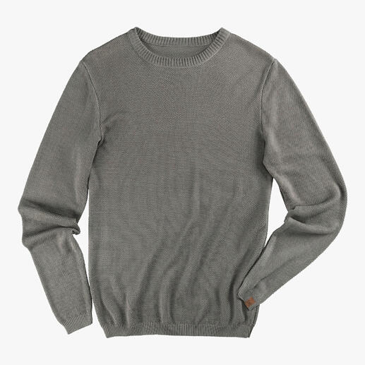 Grauer Ivanhoe Tencel-Piqué-Pullover auf einem weißen Hintergrund.