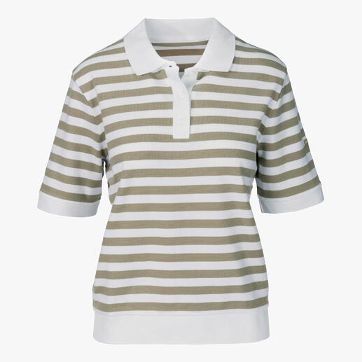 Gestreiftes Poloshirt mit kurzen Ärmeln und klassischem Kragen.