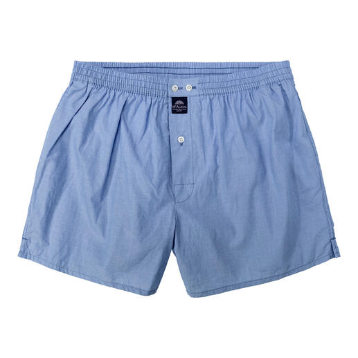 Komfort-Boxershorts in Hellblau, Größe 48, flach liegend auf weißem Hintergrund.