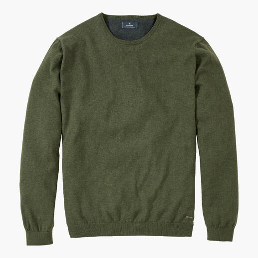 Grüner Feinstrick Longsleeve mit Rundhalsausschnitt, Größe 46