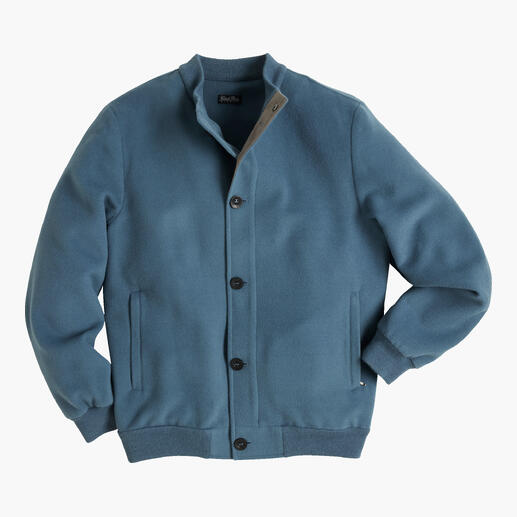 Blauer Brushed-Alpaka-Blouson, Größe 48, in lässigem Design