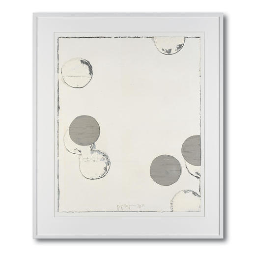 Jupp Linssen – Ballpoint Erste Unikatserie von Jupp Linssen: Farbkreise aus Öl auf Büttenpapier – von Künstlerhand gemalt. 20 Multiples. Masse: gerahmt 93 x 112 cm