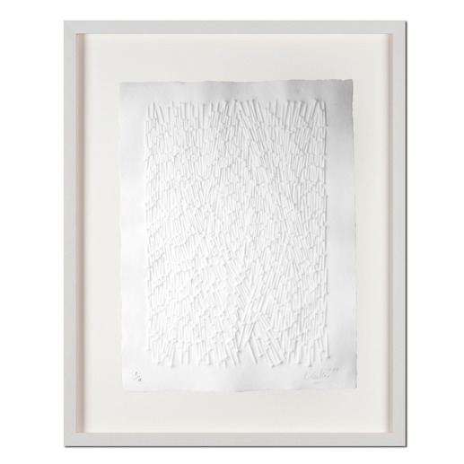 Günther Uecker – Strahlung Prägedruck auf 300-g-Büttenpapier 
Auflage: 100 Exemplare  
Exemplar: e. a. 
Blattgrösse (B x H): 60 x 76 cm  
Masse: gerahmt 78 x 94 cm