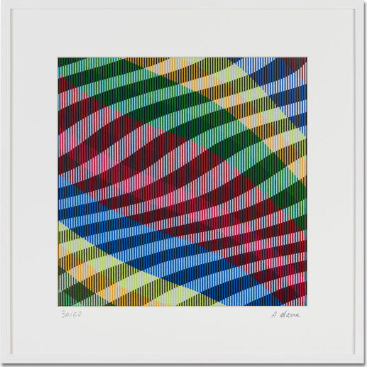Abstraktes Kunstwerk mit bunten Streifen.