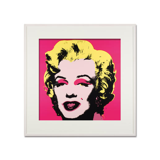 Andy Warhol – Marilyn pink Sunday B. Morning Siebdruck auf 1,52 mm starkem Museumskarton. Masse: gerahmt 112 x 112 cm