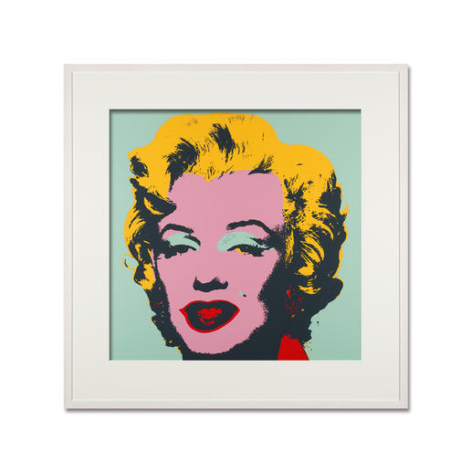 Andy Warhol – Marilyn türkis Sunday B. Morning Siebdruck auf 1,52 mm starkem Museumskarton. Masse: gerahmt 112 x 112 cm