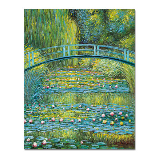 Zhao Xiaojie malt Monet – Bridge over a Pond of Water Lilies Ein Millionen-Euro-Kunstwerk in Ihrer Sammlung? Beinahe. Die perfekte Kunstkopie – 100 % von Hand in Öl gemalt. Masse: 73,7 x 92,7 cm