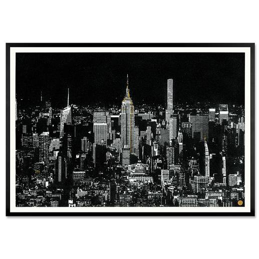 Tim Bengel – New York Skyline Tim Bengel: Seine einzigartigen Originale aus Sand und Gold erobern die Kunstwelt. Erste Edition. Von Hand veredelt. 25 Exemplare. Masse: gerahmt 120 x 84 cm