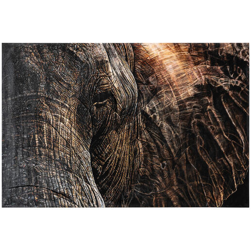 Sarah Linke – Elephant Sarah Linkes beeindruckende Edition – individuell von Hand gefirnisst und pastos überarbeitet. 30 Exemplare. Exklusiv bei Pro-Idee. Masse: 150 x 100 cm