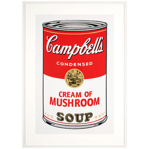 Andy Warhol – Campbell‘s Soup Cans Eines der ikonischsten Werke der Pop-Art Geschichte. Autorisierte Siebdrucke aus der Sunday B. Morning Edition von Andy Warhol. Masse: 78 x 109 cm.