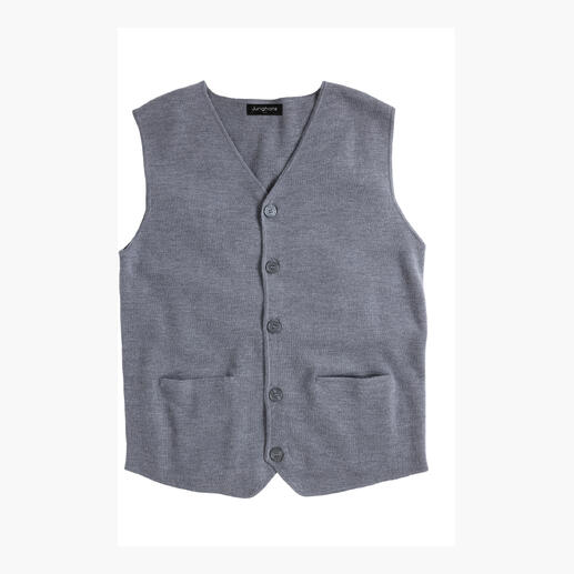 Grau Milano-Edel-Weste mit Knöpfen und zwei Taschen.
