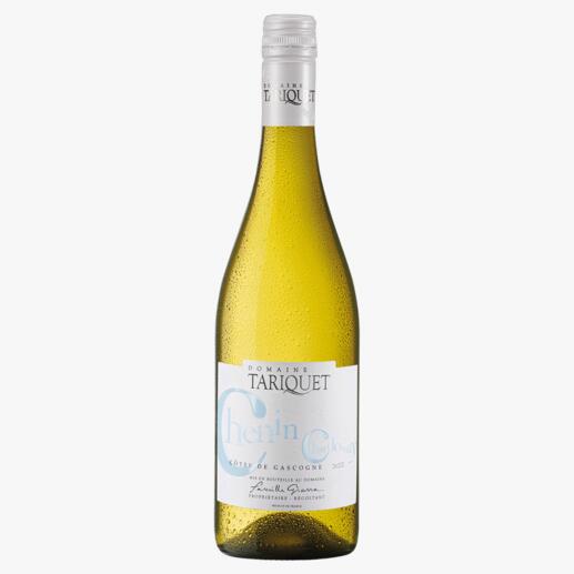 Chenin-Chardonnay 2022, Côtes de Gascogne, Frankreich 
            Der beste Weisswein aus Frankreich. Unter mehr als 50 (!) Konkurrenten.*
            *Mundus Vini Frühjahrsverkostung 2014 (www.mundusvini.com) über den Jahrgang 2013
        
