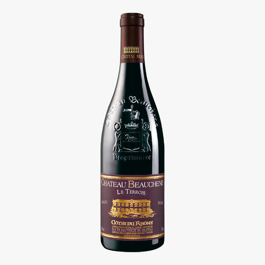 Le Terroir 2021, Château Beauchêne, Côtes du Rhône, Frankreich Ein Glück, dass dieser Wein nicht Châteauneuf du Pape heissen darf.