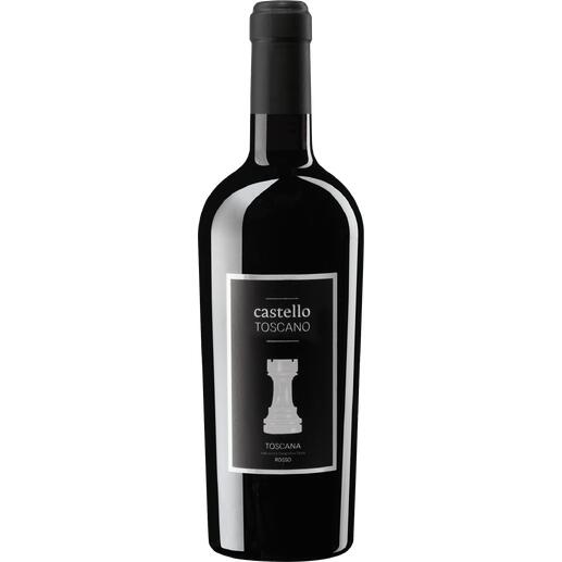 Flasche Castello Toscano, 2022, mit schlichtem, eleganten Design.