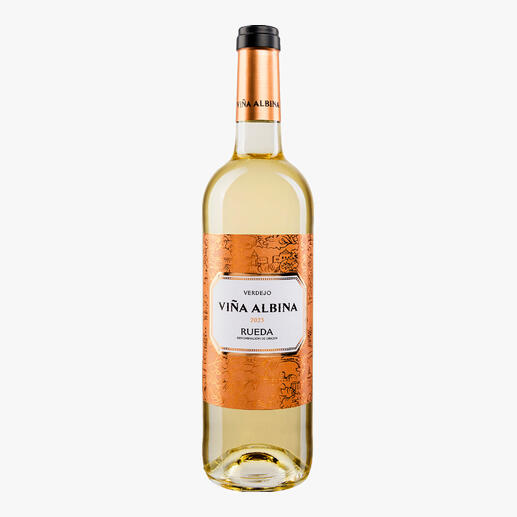 Viña Albina Verdejo 2023, Rueda DO, Spanien 
            Der beste Weisswein aus Rueda. Unter 80 Konkurrenten. (Mundus Vini)*
            *mundusvini.com, Mundus Vini Spring Tasting 2024
        