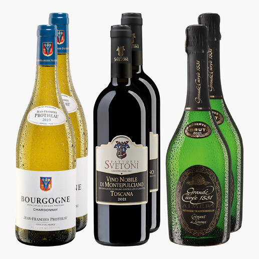 Weinpaket für Geübte mit einer Auswahl von vier Weinflaschen.