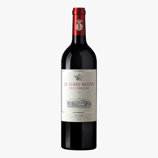 Flasche Le Serre Nuove 2022 mit eleganter Etikettierung.