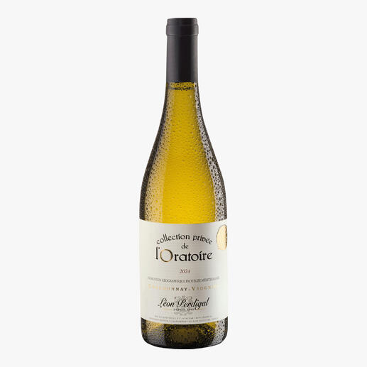 Flasche Collection Privée Blanc 2024 mit feuchter Oberfläche.
