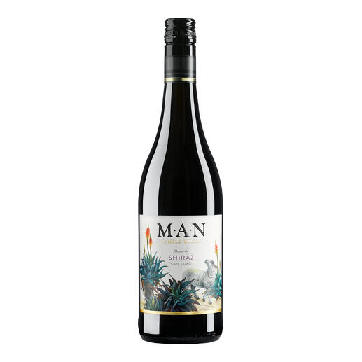 Flasche Skaapveld Shiraz 2023 mit einem kunstvollen Etikett.