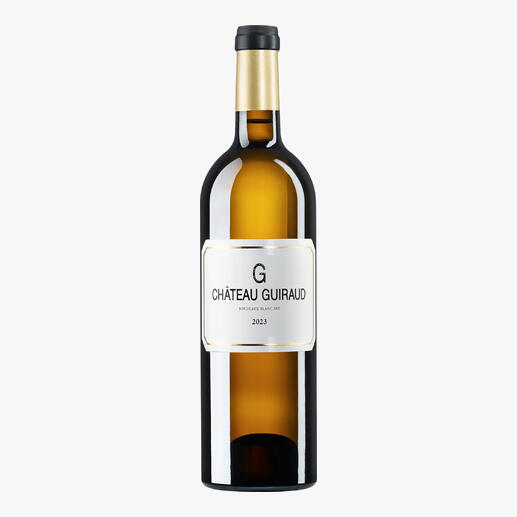Flasche G de Guiraud 2023 mit eleganter Gestaltung.