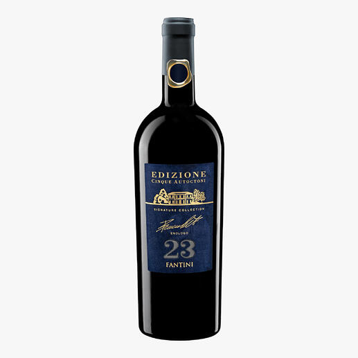 Rotwein Edizione No. 23, Cinque Autoctoni, Fantini, Italien, in eleganter Flasche