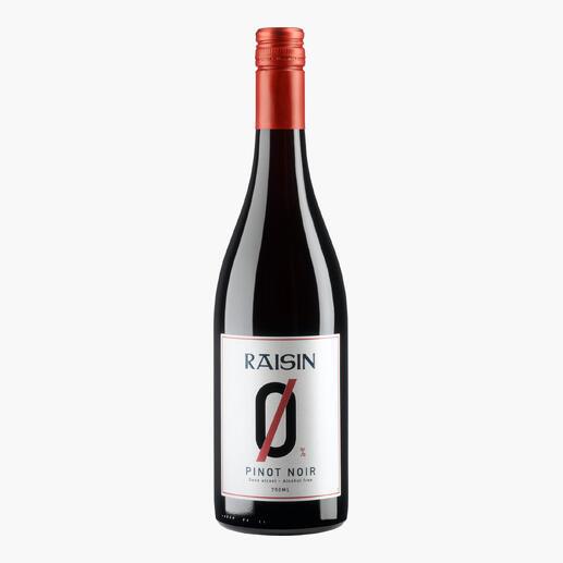 Flasche Raisin Pinot Noir mit rotem Etikett