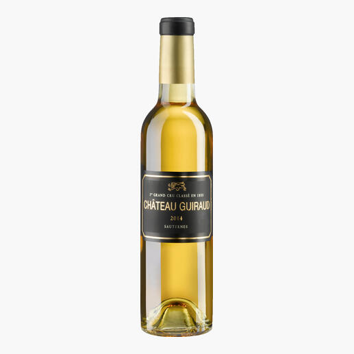 Weißweinflasche Château Giraud BIO aus dem Jahr 2014 mit goldener Kappe.