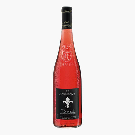 Flasche Tavel Rosé Cuvée Royale 2025 mit schwarzem Etikett