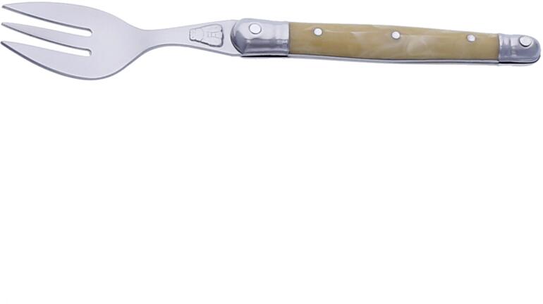 Kuchengabel des Laguiole Bistro-Bestecks mit elfenbeinfarbenem Griff.