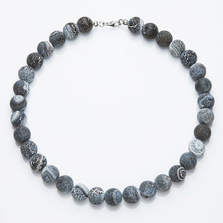 Achat-Collier mit eingelegten Musterkugeln