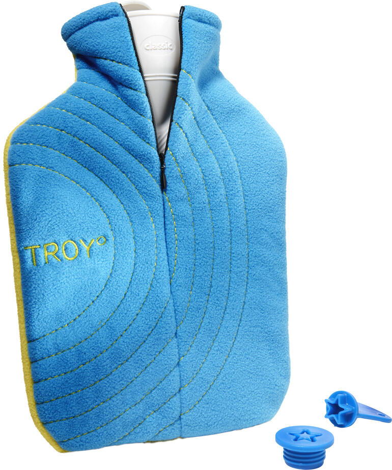 TROY° Premium bundle, Wärmfläsche inkl. Sicherheitsverschluss, blau/gelb