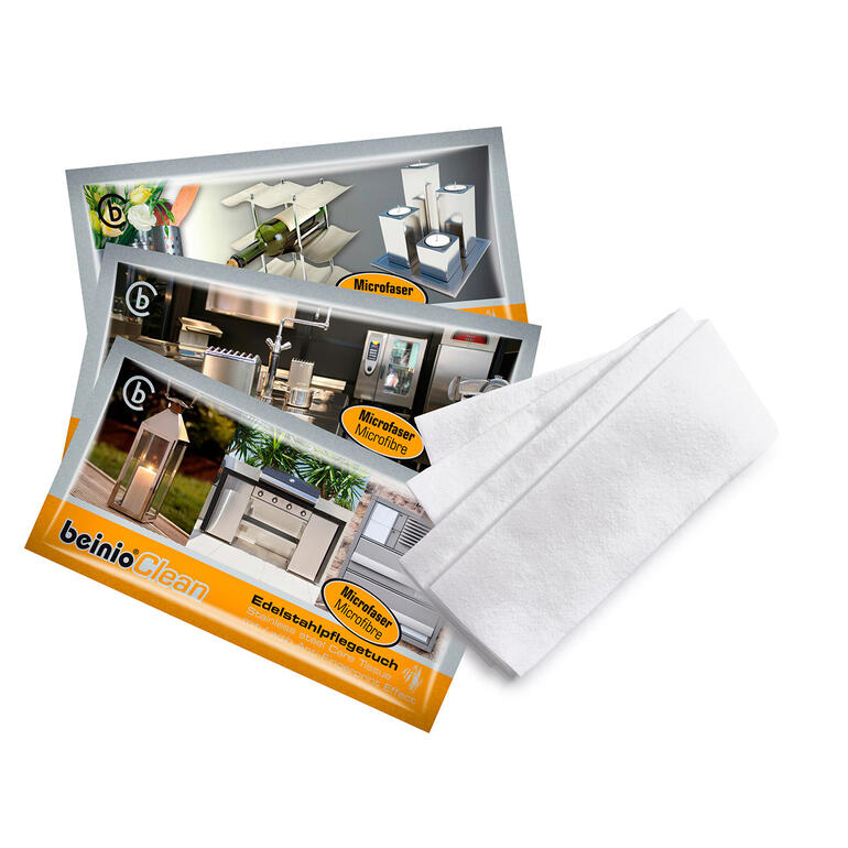 Edelstahl Reinigungstücher, 25 Stück, in Verpackung.