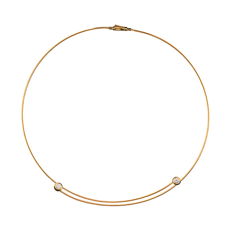 Goldenes Kabelcollier mit Brillanten
